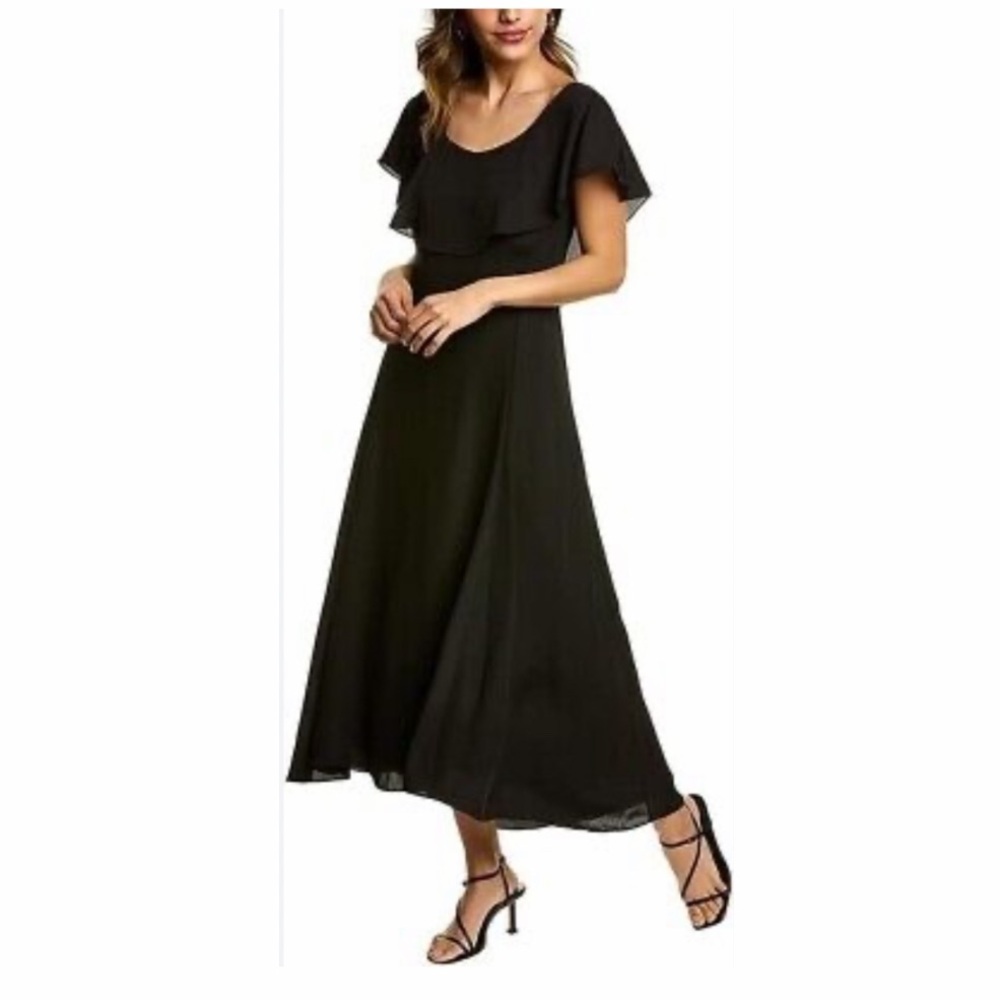 Theory Scoop Ruffle Dress In Black.